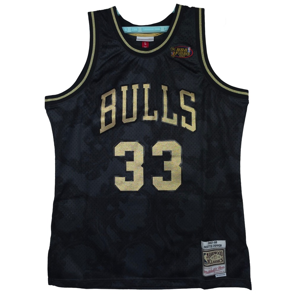 Scottie Pippen Chicago Bulls Mitchell & Ness NBA Large Jersey Black Gold #33 NWT